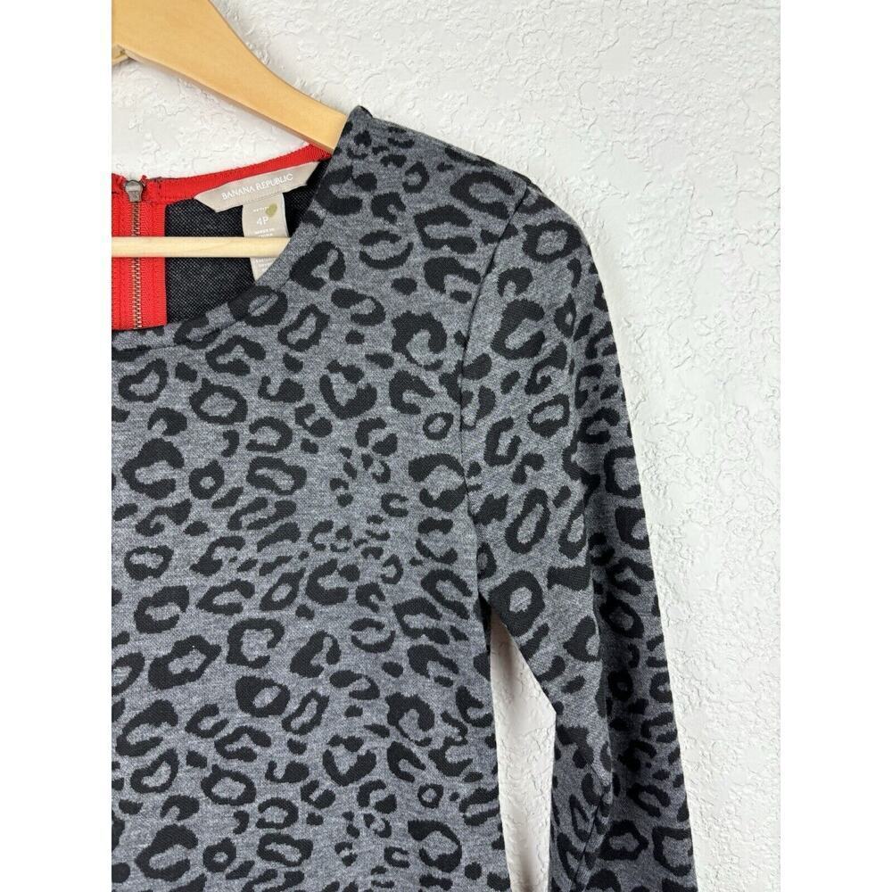 Banana Republic Leopard Womens Dress Size 4P Black Gray Career Cheetah Work - Picture 2 of 7